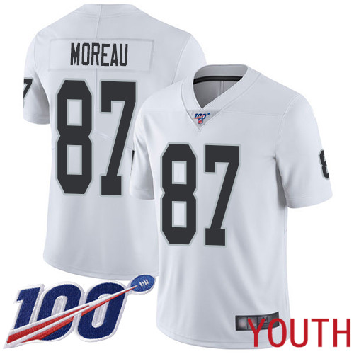Oakland Raiders Limited White Youth Foster Moreau Road Jersey NFL Football 87 100th Season Vapor Jersey